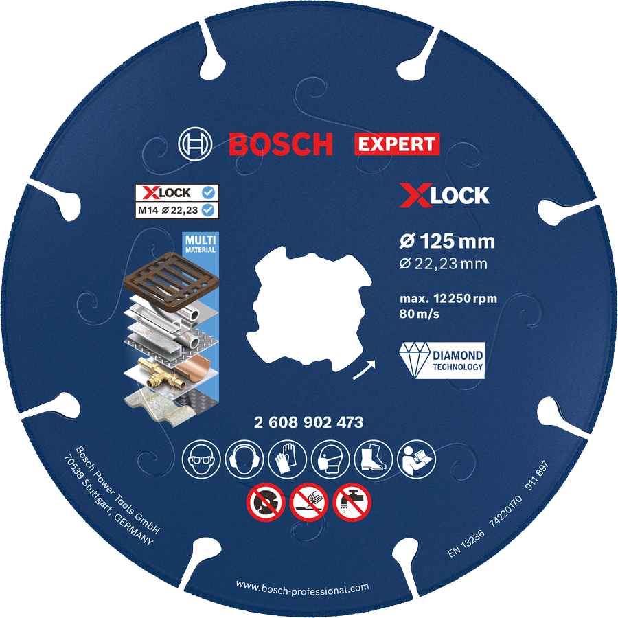 Diamantový řezný kotouč Bosch EXPERT na kov X-LOCK 125 mm.